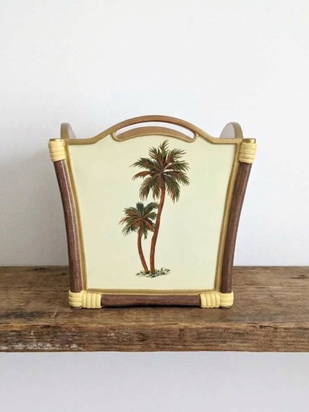 Vintage Wamsutta Tissue Box Holder Tropical Coastal Palm Trees Ceramic Cover 6.5